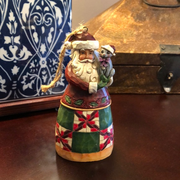 JIM SHORE Santa With Cat Ornament Heartwood Creek 2015 - Picture 2 of 9